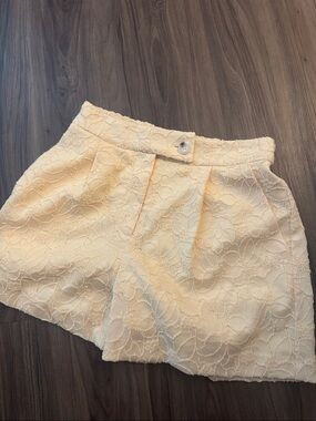 Lace Overlay yellow Women's Shorts